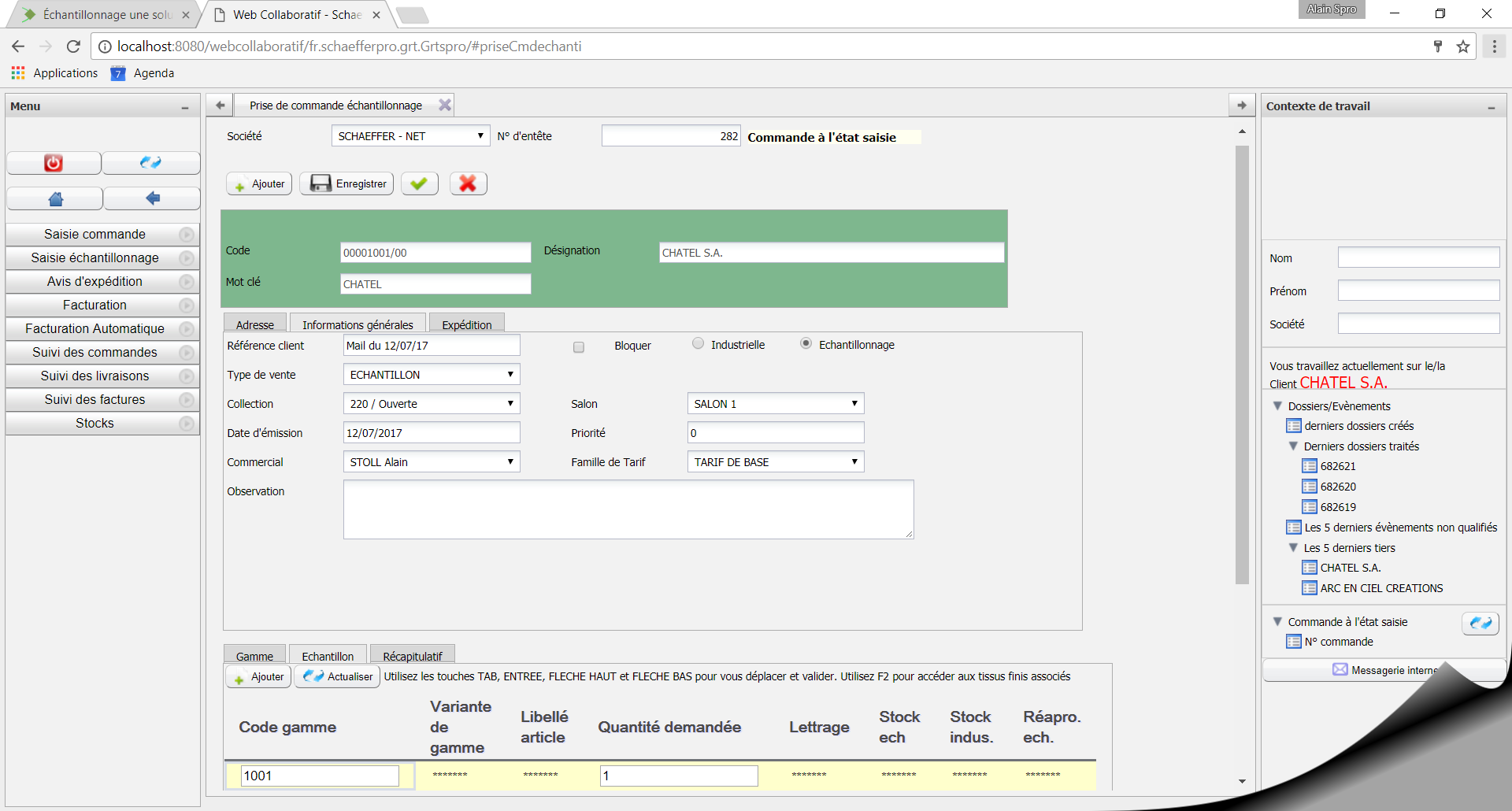 Exemple d'interface de E-ECHANT