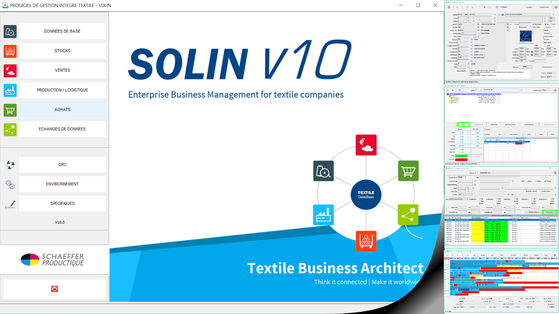 Ecran SOLIN V10 (ERP textile)